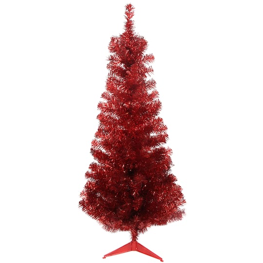 4ft. Unlit Red Tinsel Artificial Christmas Tree